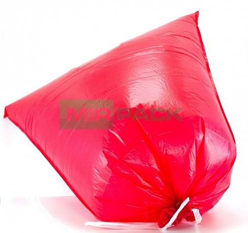 Мешки для мусора с завязками 120 л, 10 штук, ПCД, 3-х слойный, красные, 35 мкм, для тяжелого и острого мусора прямое дно + ленты для затягивания - Вид 3